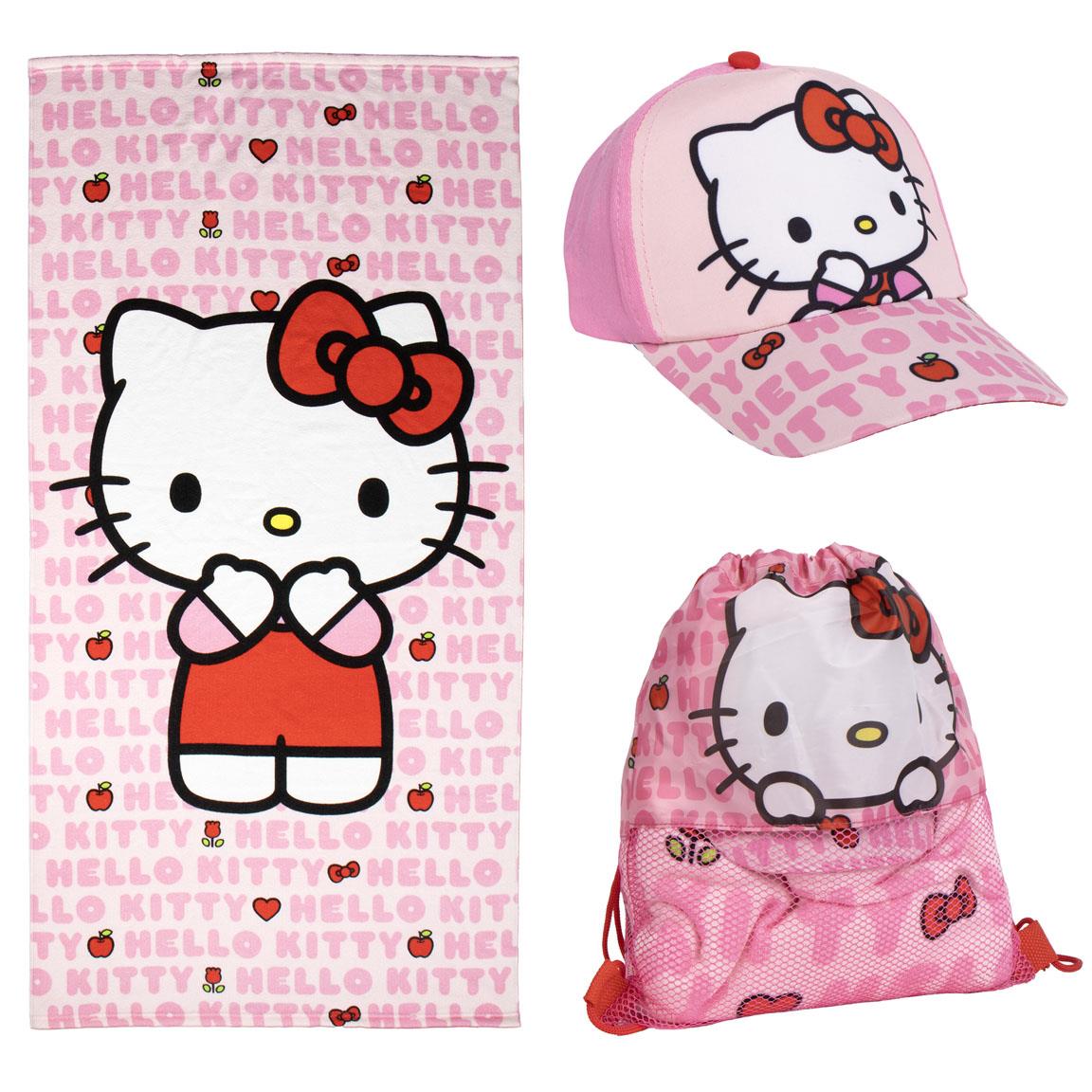 Hello Kitty Set med Handduk, Keps & Gympapåse