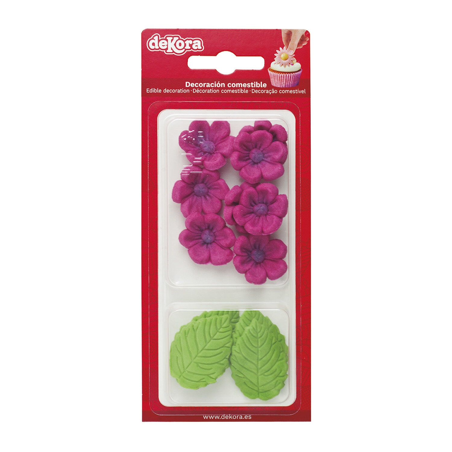 Sockerdekorationer Fuchsia med blad 13-pack