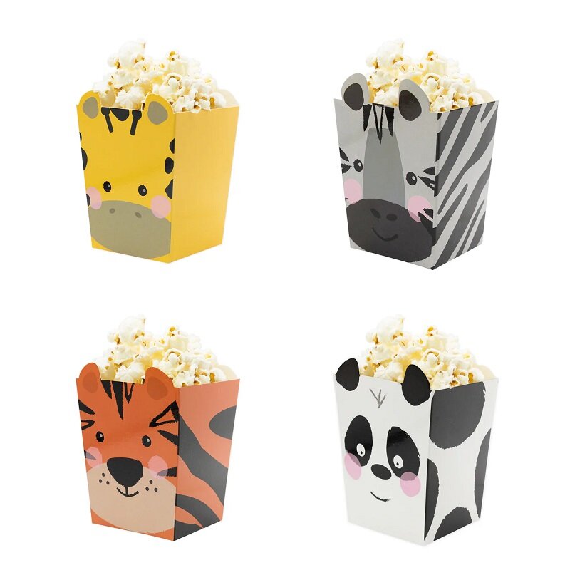 Safaridjur Popcornboxar 4-pack