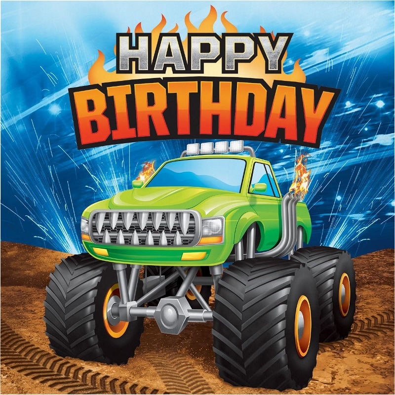 Monster Truck - Servetter Happy Birthday 16-pack