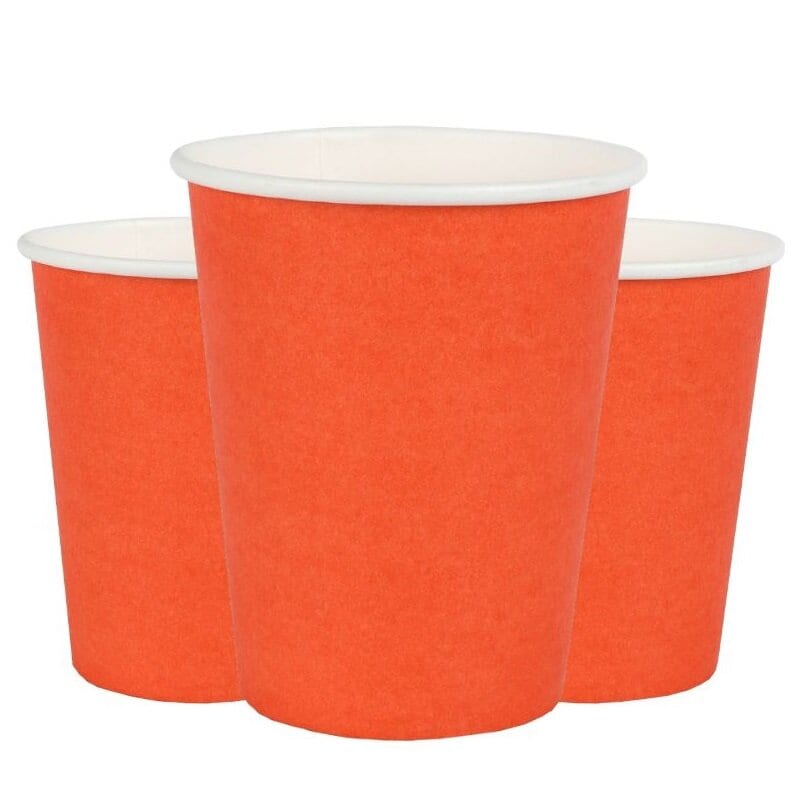 Pappmuggar 250 ml - Orange 10-pack